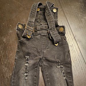 Little Bipsy Distressed Black Overalls 6-12 month